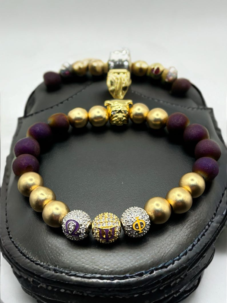 Handcrafted Omega Psi Phi Bracelet Elegant Greek Fraternity Jewelry