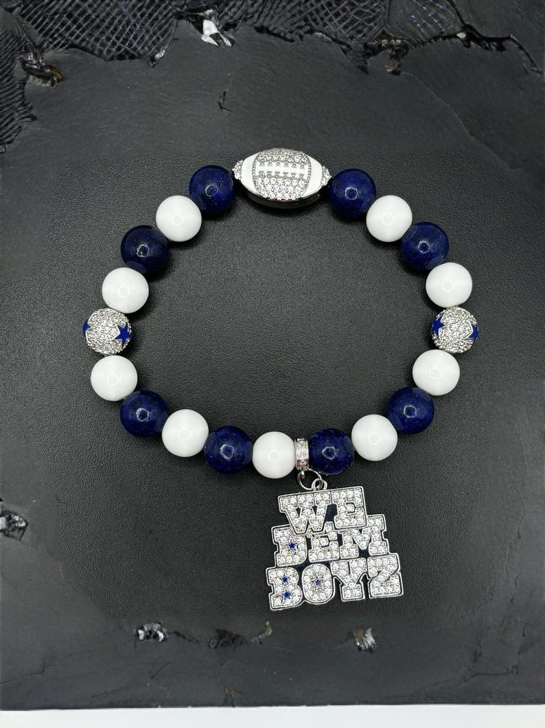 One of A Kind Fashionable Dallas Cowboys Beaded Charm Bracelet! We Dem Boys!